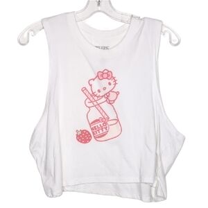 Hello‎ Kitty Sanrio Women's Extra Large White Cropped Graphic Cotton Tank Top